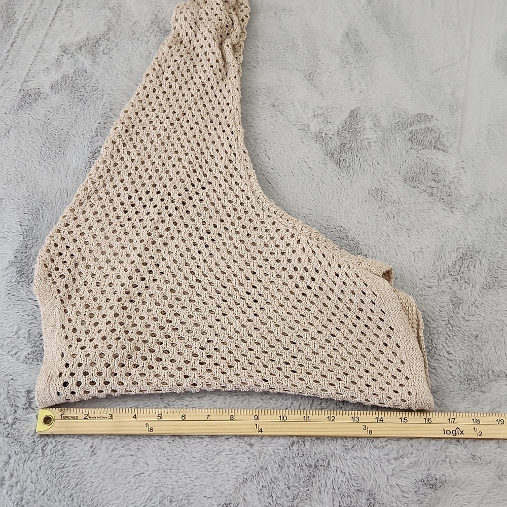 Express XS Cream Metallic Open Knit Sweater Long Sleeve Crochet Pullover - Picture 8 of 10